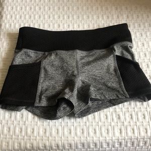 black and grey spandex shorts